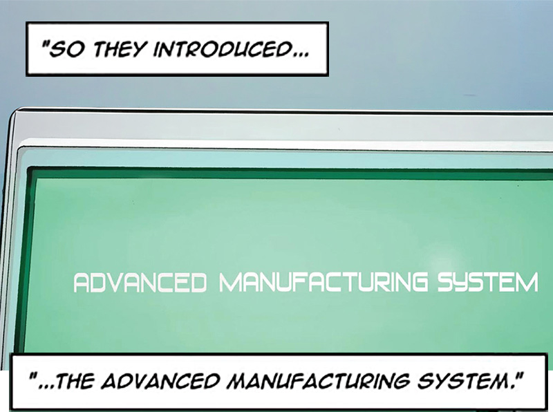 Advanced Manufacturing System appears on computer monitor.