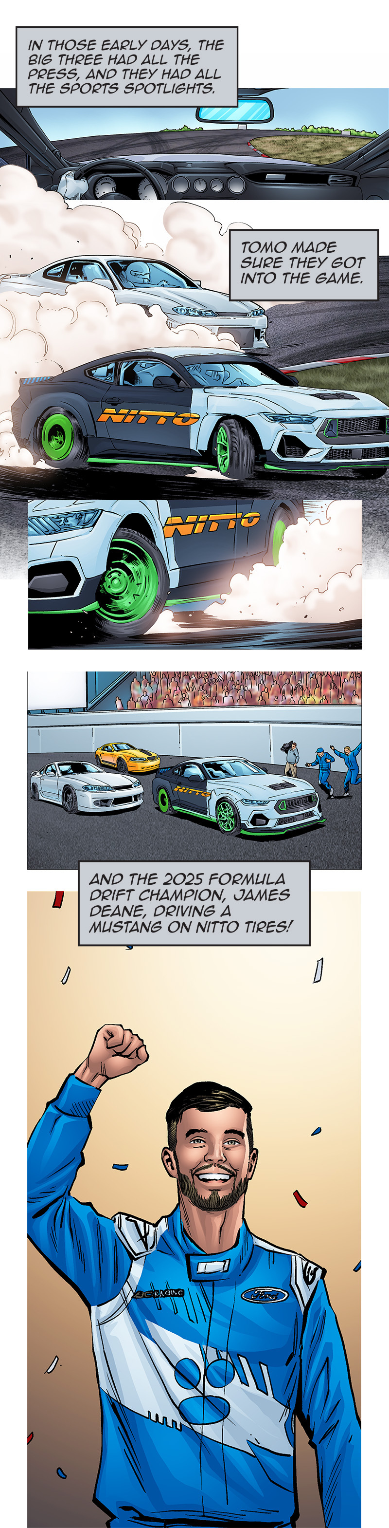 James Deane celebrates Formula Drift championship on Nitto tires.