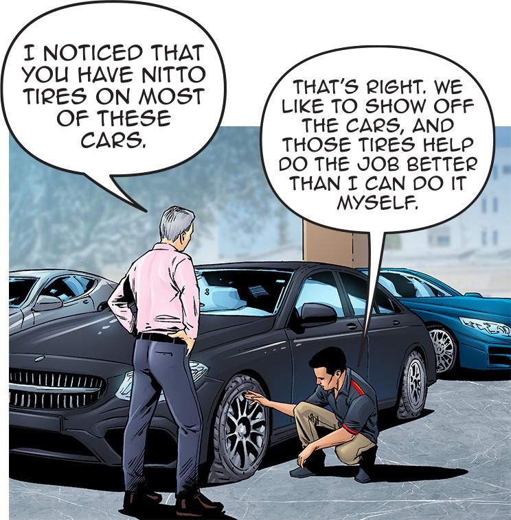 Dealer says Nitto tires help cars sell themselves.