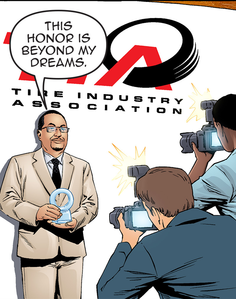 Mizutani holds award as photographers take pictures.
