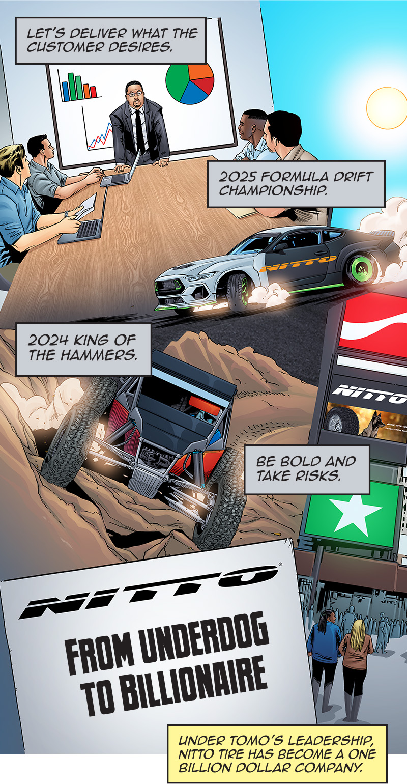 Montage shows Nitto's rise to billion-dollar company.