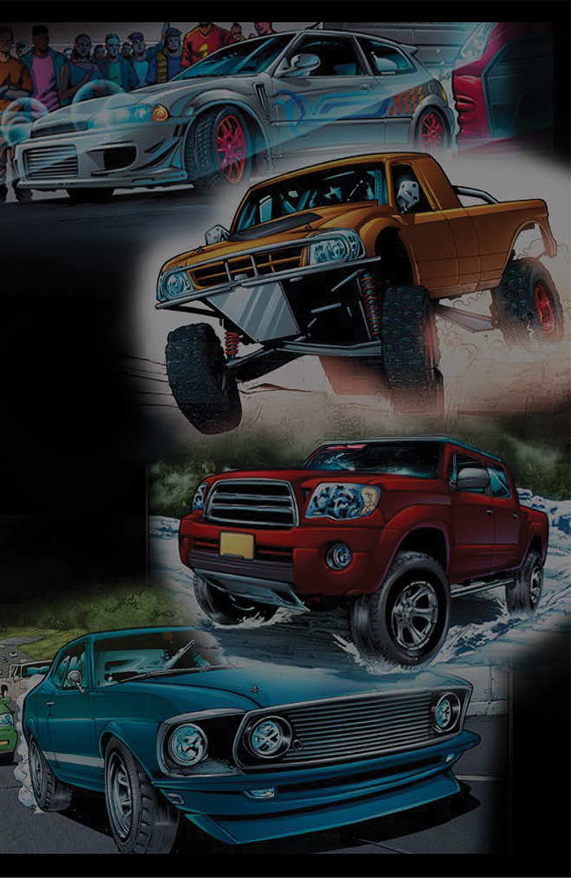 Collage of sports cars and trucks using Nitto tires.
